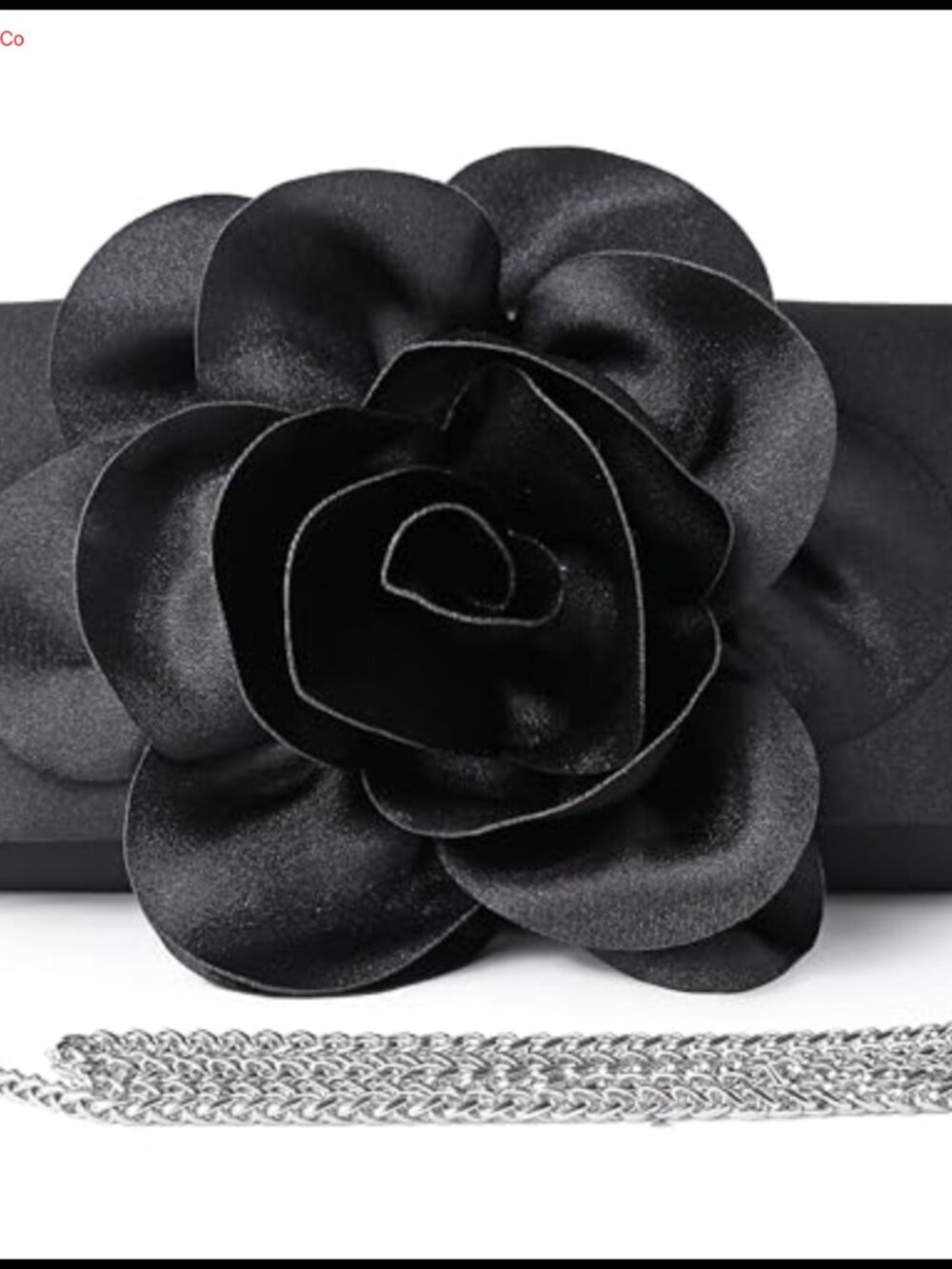 Satin Evening Clutch with 3D Floral Ornament Detachable Chain Crossbody